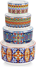 vancasso Mixing Bowls with Lids Set of 4, Ceramic Nesting Bowls Serving Bowl for Food Storage, Microwave and Dishwasher Safe, 60/36/20/10 OZ, Series SIMI