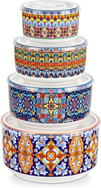 vancasso Mixing Bowls with Lids Set of 4, Ceramic Nesting Bowls Serving Bowl for Food Storage, Microwave and Dishwasher Safe, 60/36/20/10 OZ, Series SIMI