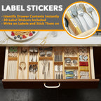 SpaceAid Bamboo Drawer Dividers with Inserts and Labels, Kitchen Adjustable Drawer Organizers, Expandable Organization for Home, Office, Dressers, 7 Dividers with 15 Inserts (17"-22" Natural)