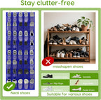 Unjumbly Over the Door Shoe Organizer with 40 Large Breathable Mesh Pockets, Space Saving Shoe Holder, Hanging Shoe Rack for Entryway Bedroom Closet Storage (Navy Blue, 40 Pockets)