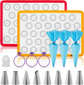 HOTPOP Piping Bags and Tips Set for Macarons - 17-Piece Baking Supplies Kit - Reusable Silicone Pastry Bags - 2 Half-Size Baker Mats - Ideal for Home Pastry Baking (16.5"x11.5")