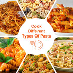 Microwave Pasta Pot with Strainer Lid & Measuring Cup Clip Quickly Cook 1-4 Servings-No Mess, Sticking or Waiting For Boil, Pasta Cooker in Microwave for Dorm Kitchen Office College Essential