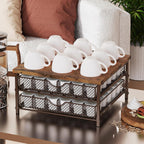Coffee Pod Drawer K Cups Organizer 2-Tier Coffee Pod Storage Holder with Drawer Baskets 72 Capacity Coffee Capsule Storage Organizer Drawer, Industrial Brown and Bronze