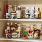 LAMU 4 Pack Lazy Susan Organizer, Clear Lazy Susan Turntable for Cabinet, Refrigerator, Table Top, Kitchen, Bathroom, Pantry Organizers and Storage, 2 Sizes Included 12in, 10.6in