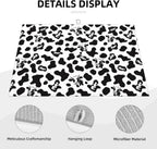 Black White Dish Drying Mat for Kitchen Counter 18"x24" Cow Print Dishes Pad Dish Drainer Rack Mats Microfiber Washable Absorbent Kitchen Decor