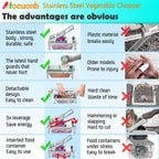 All-in-1 Vegetable Chopper with 8 Blades - Mandoline Slicer-Pro Food Chopper with Container - Veggie Salad Onion Chopper - Potato Dicer French Fry Cutter - Cheese Grater - Stainless Steel material