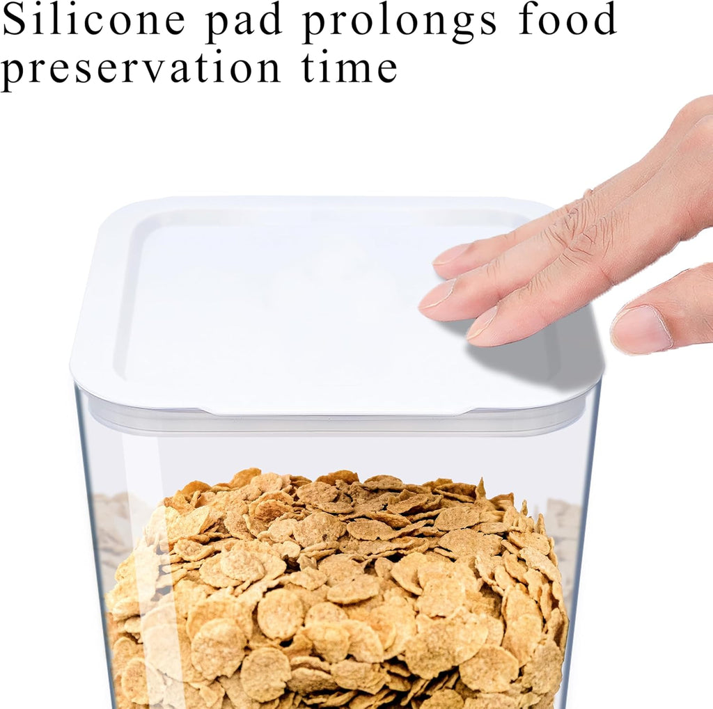 Cereal Dispenser Countertop, 5L Cereal Containers Storage Dispenser for Pantry, Large Dry Food Cereal Dispenser, Not Easy to Crush Cereal, Can Hold Oatmeal, Candy, Snack, Grain, Pet Food (White, 3Pc)