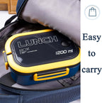 Bento Box Adult, Lunch Box for Men and Women, 1200ML Leak-proof Double-layered with Handle Lunchbox, Reusable BPA-Free Lunch Container, Microwave/Dishwasher Safe, Snack Box with Cutlery Set, Blue