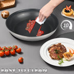 Stainless Steel Nonstick Frying Pan, Hybrid Ceramic 12-Inch Frying Pans, Stay-Cool Handle, PFAS & PFOA PTFE Free, Dishwasher & Oven Safe, Scratch-Resistant, Compatible with Induction & All Cooktops
