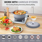 P&P CHEF 5QT Enameled Dutch Oven, Cast Iron Dutch Oven Pot with Lid for Bread Baking, Enameled Casserole Pot for Roasting Braising Stewing Frying Simmering, Various Stoves & Easy Clean, Grey