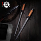 MITSUMOTO SAKARI 10 Inch Round Honing Rod, Japanese High Carbon Honing Steel (Sourwood Handle)