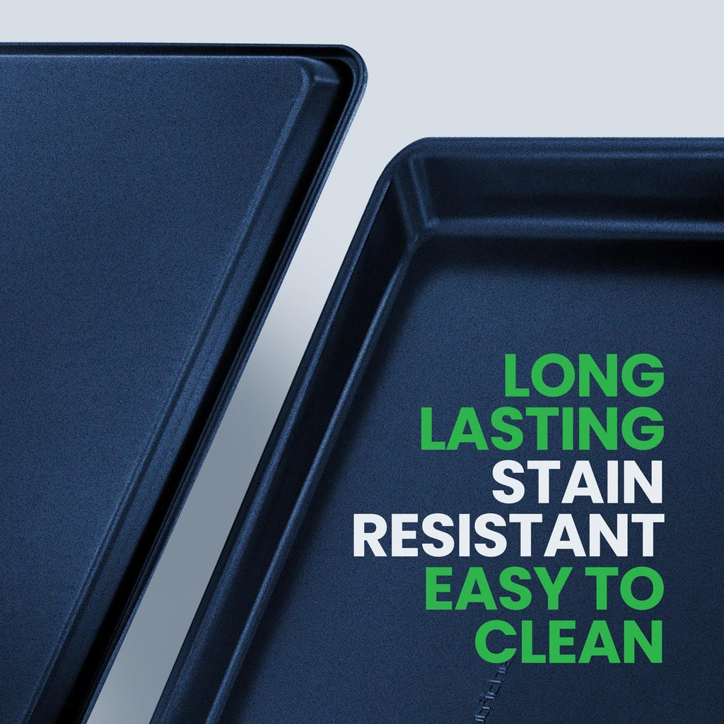 NutriChef Non-Stick XL Cookie Sheet for Baking - Premium Extra Large Carbon Steel Baking Tray for Cookies, Jelly Rolls, Pastries, & More - Blue Diamond, 22" x 16"