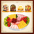 Baderke 3 Set 11.8" Chilled Serving Tray for Parties with Compartments Ice Chilled Party Platter Charcuterie Serving Board Cold Dish Dip for Fruit Seafood Vegetable Shrimp Cocktail (Gold)