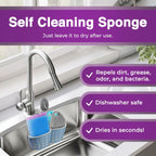 Silicone Dish Scrubber Sponges (5-Pack) - Dual-Sided Silicone Scrubbers and 1 Bottle Stick Brush - Food Grade Kitchen Scrubbers for Dishes - BPA-Free Sponges