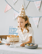Happy Birthday Cake Topper - Glitter Sky Blue Birthday Cake Top Decorations (Sky Blue)