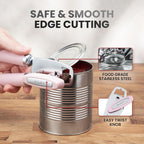 Zulay Kitchen Heavy Duty Stainless Steel Can Opener Manual with Bottle Opener - Rust Proof Manual Can Opener With Turn Knob & Comfy Soft Grip Handles - Light Pink