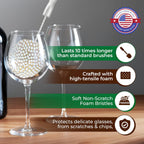 Tupkee Wine Glass Cleaning Brush – Soft Non-Scratch Foam Bristles – Goblet & Stemware Wine Glass Cleaner Brush for Glassware, Crystal, Bottle, & Mugs – Fits Tupkee 20oz Glass Tumbler – Made in the USA