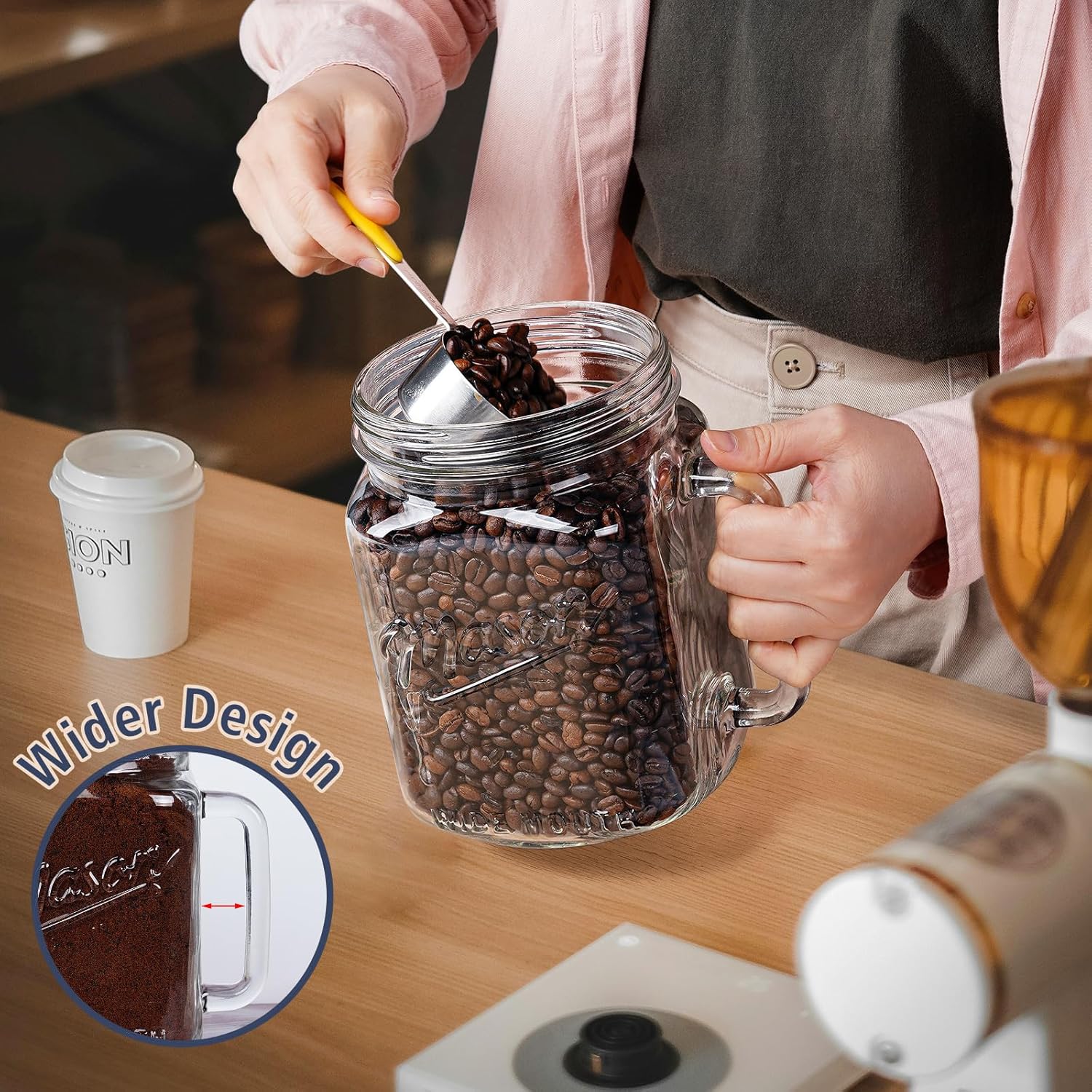 74 oz/2160 ml Glass Jar with Lid, Wide Mouth Airtight Glass Storage Jar, Quart Pantry Organization Mason Jar For Fridge, Food Storage Container For Sugar, Flour, Pickle, Coffee, Candy