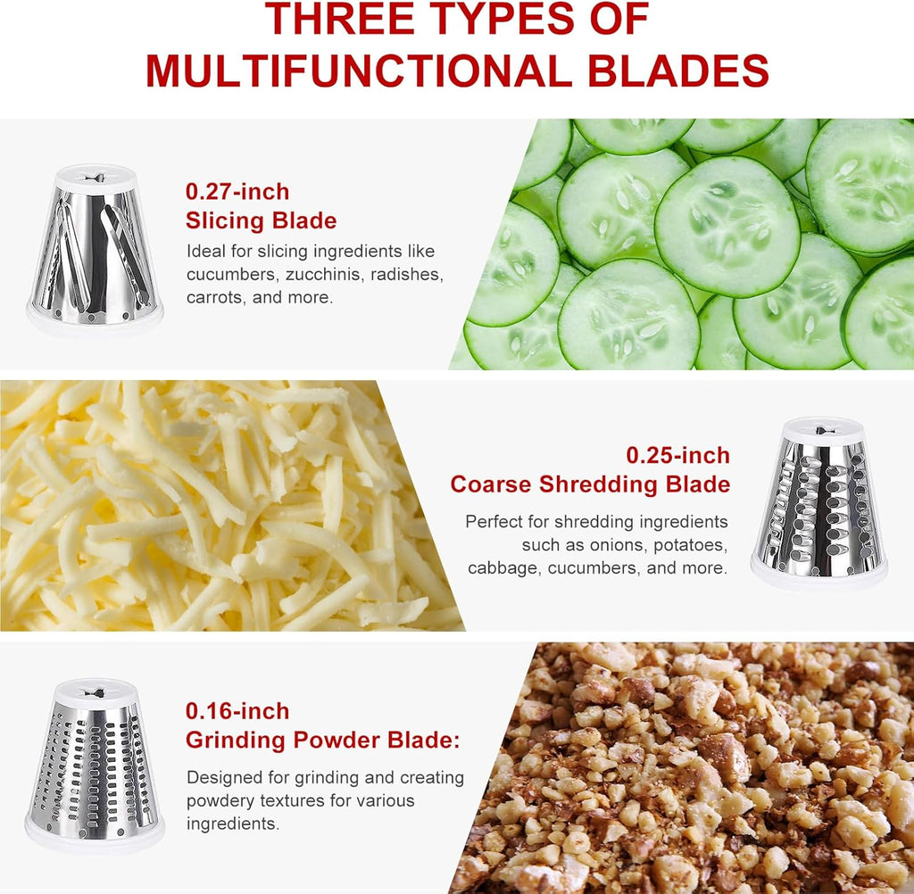 Updated Shredder Cheese Grater Attachment for KitchenAid Stand Mixers, Salad Machine with Vegetable Slicer, Salad Maker, Food Slicers Slicer Shredder Attachment with 3 Blades Dishwasher Safe