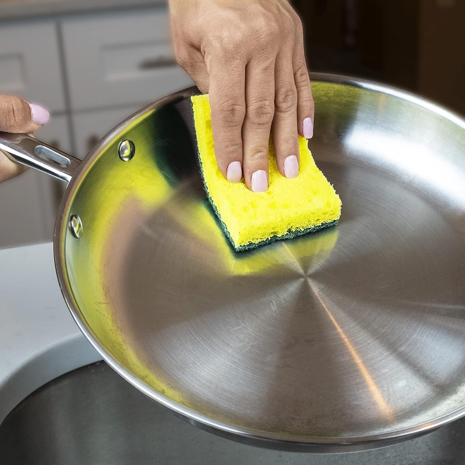Amazon Basics Cleaning Sponges, Multipurpose, Heavy Duty Scrub Sponges, Yellow/Green, 12-Pack (2 Packs of 6)