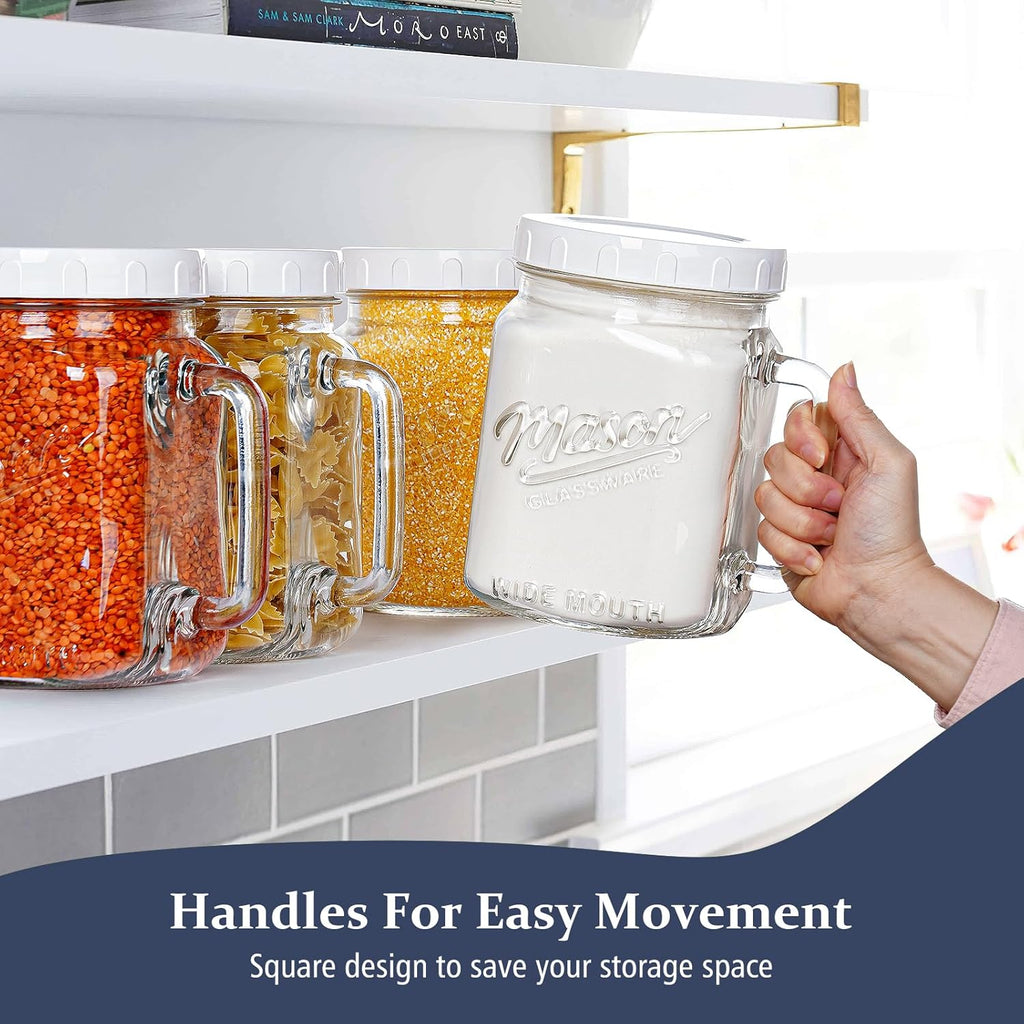 74 oz/2160 ml Glass Jar with Lid, Wide Mouth Airtight Glass Storage Jar, Quart Pantry Organization Mason Jar For Fridge, Food Storage Container For Sugar, Flour, Pickle, Coffee, Candy