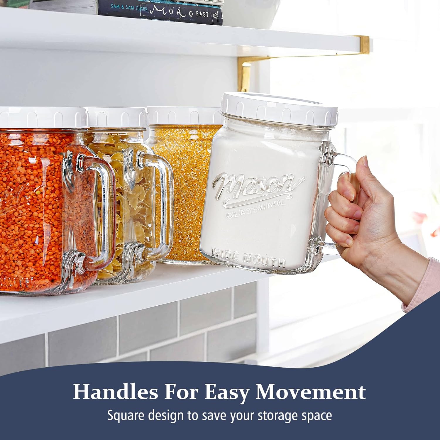 74 oz/2160 ml Glass Jar with Lid, Wide Mouth Airtight Glass Storage Jar, Quart Pantry Organization Mason Jar For Fridge, Food Storage Container For Sugar, Flour, Pickle, Coffee, Candy