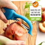 Spring Chef Stainless Steel Swivel Potato Peelers for Kitchen, Dishwasher Safe Veggie Peeler for Kitchen with Soft Grip Handle & Sharp Blades, Great for Vegetable, Apple, Carrot - Set of 2 - Teal