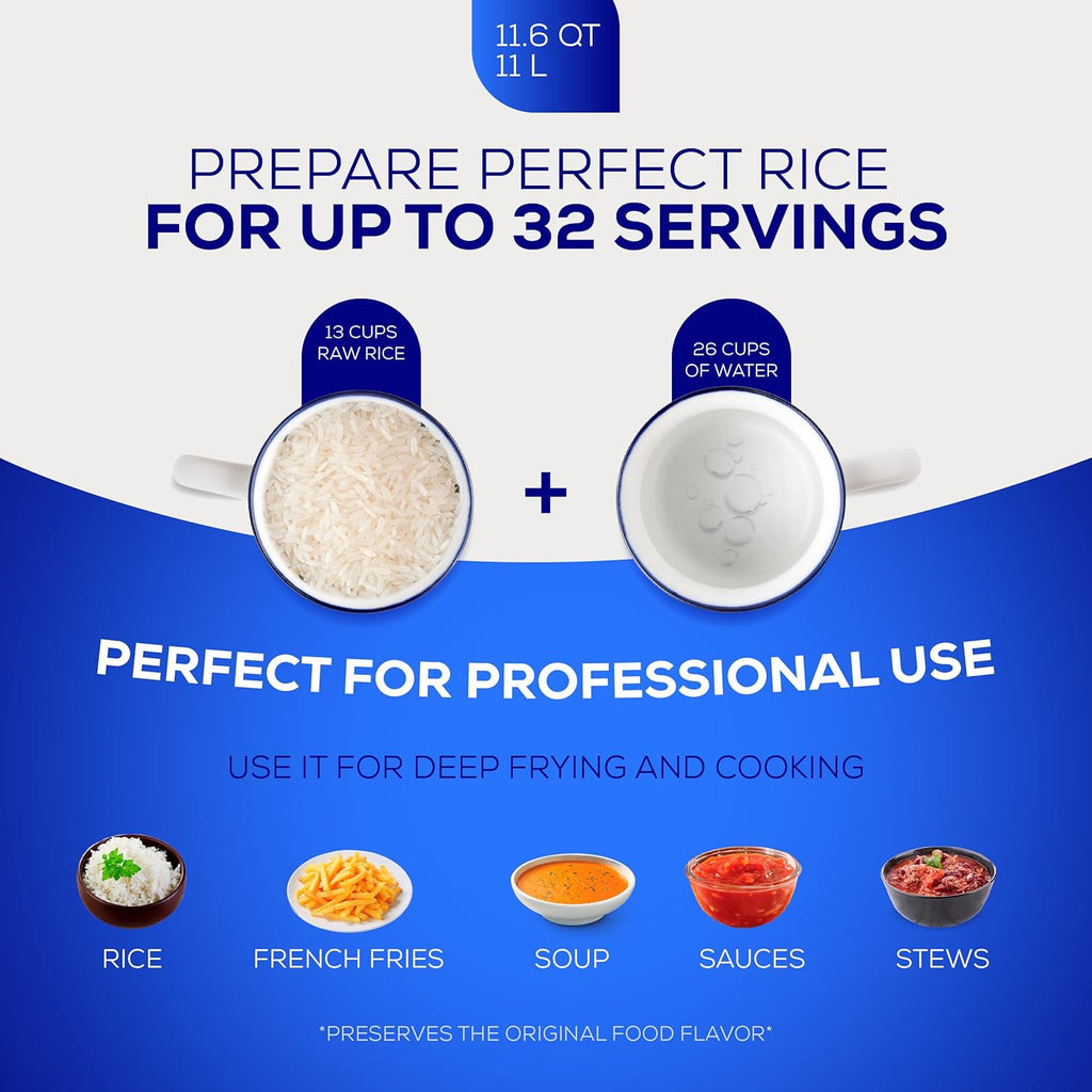 Universal (Professional Large) Caldero 32 Cups - 11.6 QT / 11 L, Stainless Aluminum Pot, Even Heat Distribution and Fast Cooking Dutch Oven Pot, Ergonomic Handles, Ideal for Rice, and French Fries