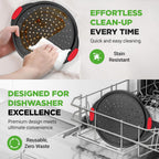 NutriChef 13-Inch Nonstick Pizza Tray - Round Carbon Steel Non-Stick Pizza Baking Pan with Perforated Holes, Premium Bakeware Pizza Screen with Silicone Grip Handles, Dishwasher Safe - NCBPIZ1