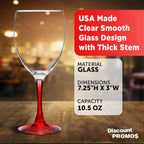 DISCOUNT PROMOS Nuance Wine Glasses by ARC 10.5 oz. Set of 10, Bulk Pack - Restaurant Glassware, Perfect for Red Wine, White Wine, Cocktails - Red