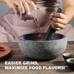 Koville Natural Granite Mortar and Pestle Set, 8" Extra Large Grinder Bowl for Guacamole, Salsa, Pill Crusher, Spice, Herb, Garlic, Nut, Heavy Duty Grinder for Kitchen Sand-Blasted Finish