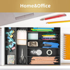 Silverware Organizer Kitchen Drawer Organizer Utensil Organizer Bamboo Silverware Holder Cutlery Organizer in Drawer Flatware Organizer Tray(7 slots, Black