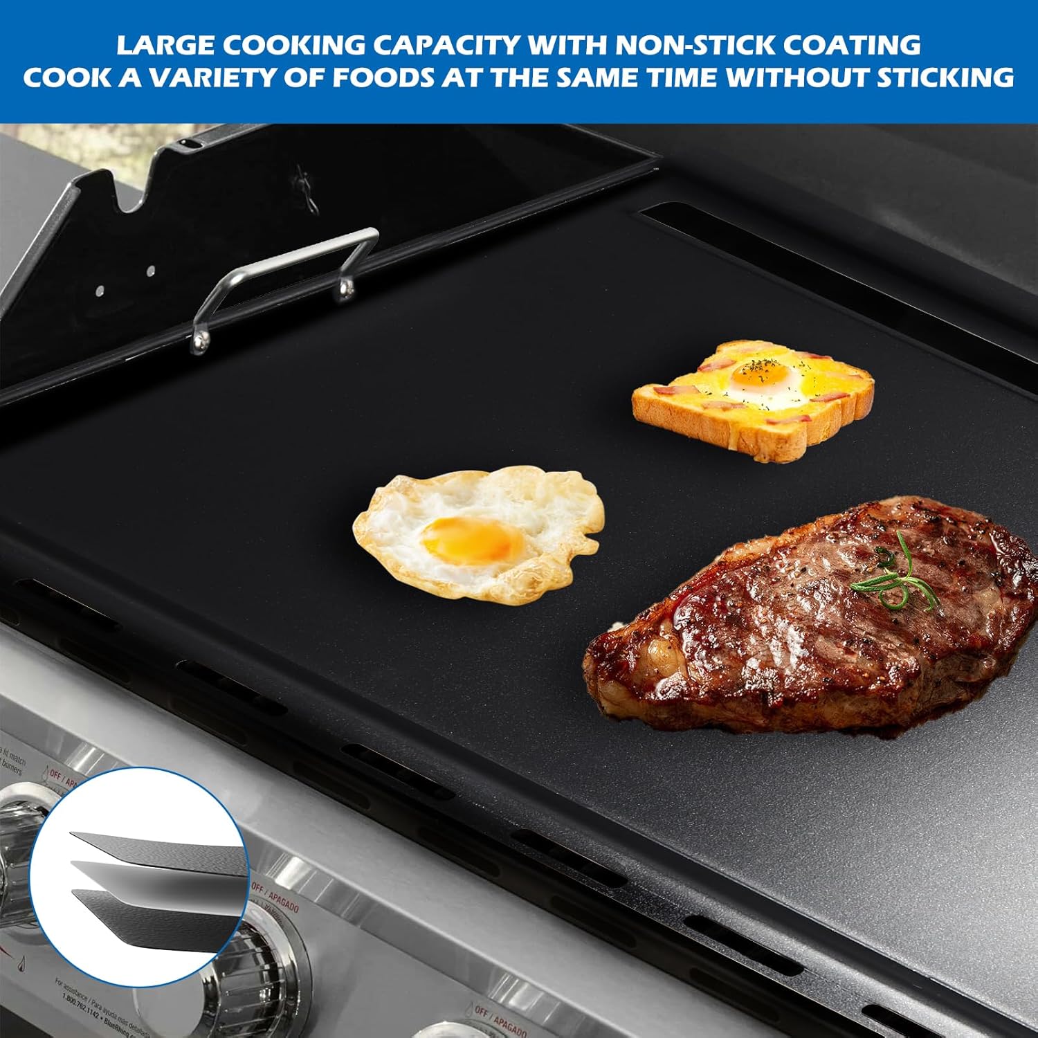 6789 Full Size Griddle Inserts for Weber Genesis II 400 Series Flat Top Grill Plate with Handles for Weber Genesis II E-410 S-410 E-435 S-435 LX E/S-440