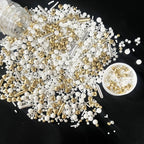 Weraru White Deluxe Gold Sprinkles Candy Mixing Size Baking Edible Cake Decorations Cupcake Toppers Cookie Decorating Celebrations Wedding Shower Party Chirstmas Supplies 130g/ 4.58oz