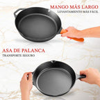 NutriChef 10" & 12" Pre-Seasoned Cast Iron Pans - Durable Nonstick Skillets, Cool-Touch Silicone Handle, For Oven, Grill & All Stovetops
