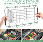 Small Dish Drying Rack in Sink, Extendable Stainless Steel Dish Drainers for Kitchen Counter, Anti-Rust Dish Dryer Rack with Utensil & Cup Holders, for Inside Sink, Over The Sink(for 1-2 People)