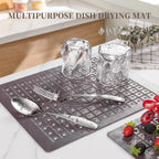 WILLKOMMEN Kitchen Sink Mat, 12" x 10" Rectangular Sink Protector Pad, Fast-Draining Grid Design Liner, Dish Drying Mat 2 Pack Coffee