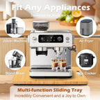 Joy&Grace Appliance Slider for Kitchen Appliances 360° Rolling Sliding Tray for Coffee Maker Countertop, Bamboo Coffee Pot Slider Rolling Tray (Natural, Medium 14.5" x 10")