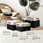 DECOMOMO Storage Baskets for Shelves - Fabric Storage Bins, Linen Closet Organizers and Storage (Black & White, XL - 3 Pack)