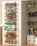 Moforoco 9-Tier Over The Door Pantry Organizer, Pantry Organization and Storage, Black Hanging Basket Wall Spice Rack Seasoning Shelves, Home & Kitchen Bedroom Bathroom House Essentials