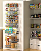 Moforoco 9-Tier Over The Door Pantry Organizer, Pantry Organization and Storage, Black Hanging Basket Wall Spice Rack Seasoning Shelves, Home & Kitchen Bedroom Bathroom House Essentials