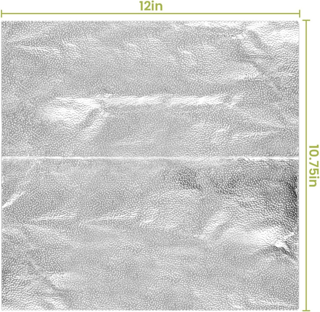 200 Pre-Cut Aluminum Foil Sheets, 12" x 10.75" Pop-Up Foil Sheets for Restaurant Use, Disposable Food Wrapping for Burritos, Hot Dogs, and Sandwiches