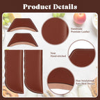 Baderke 4 Pcs Leather Cast Iron Handle Cover Handmade Leather Heat Resistant Skillet Handle Set Pot Holder for Hot Frying Pans, Pots(Dark Brown)