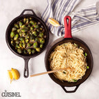 Cuisinel Cast Iron 2-In-1 Multi Cooker - 3-Quart Dutch Oven and Skillet Lid Set Oven Safe Cookware + Black Pan Scraper - Use As Dutch Oven and Frying Pan - Indoor and Outdoor Use - Grill, Stovetop