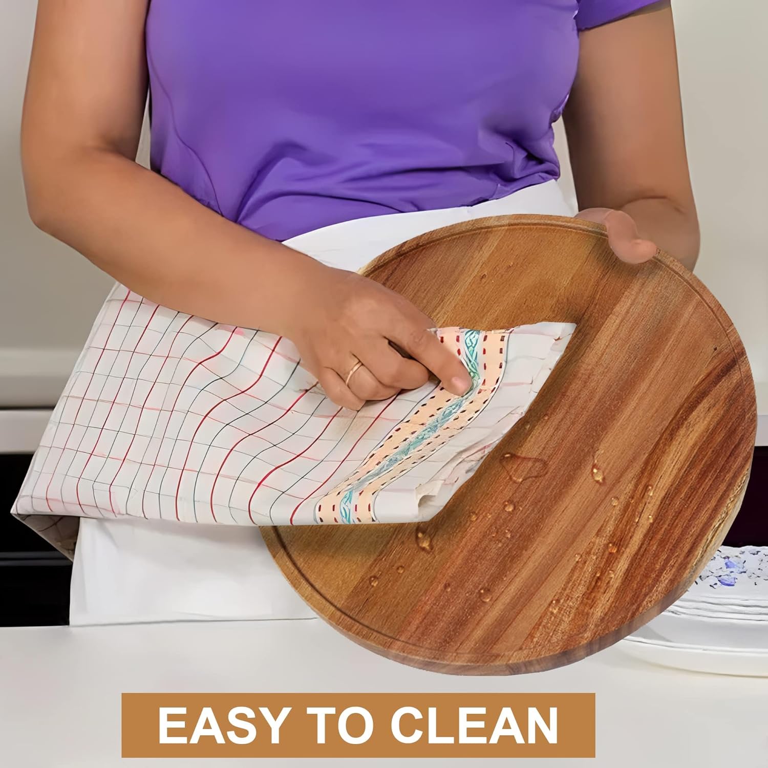 [ 2 Pack ] 12-inch Acacia Wood Lazy Susan Organizers, ACIAZAAZ Lazy Susan Turntable for Cabinet, Kitchen Turntable Storage for Table, Countertop, Pantry