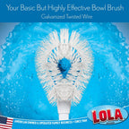Lola Products Toilet Bowl Brush w/Curved Head, Coated Wire, Durable Poly Bristles, Reaches Under Toilet Bowl Rim, 1 Pack