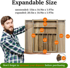 Acacia Wood Kitchen Silverware Drawer Organizer, Expandable Utensil Cutlery Drawer Organizer with Dividers, Flatware Organizer Silverware Tray for Spoon, Fork, 13''-20''x16.9'' (7-9 Slots)