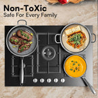 5 Qt Saute Pan with Lid, 5 Ply Stainless Steel Pan with Lid, Non Stick Frying Pans, Cooking Pot Deep Frying Pan Non-Toxic, For Induction, Oven, Dishwasher Safe
