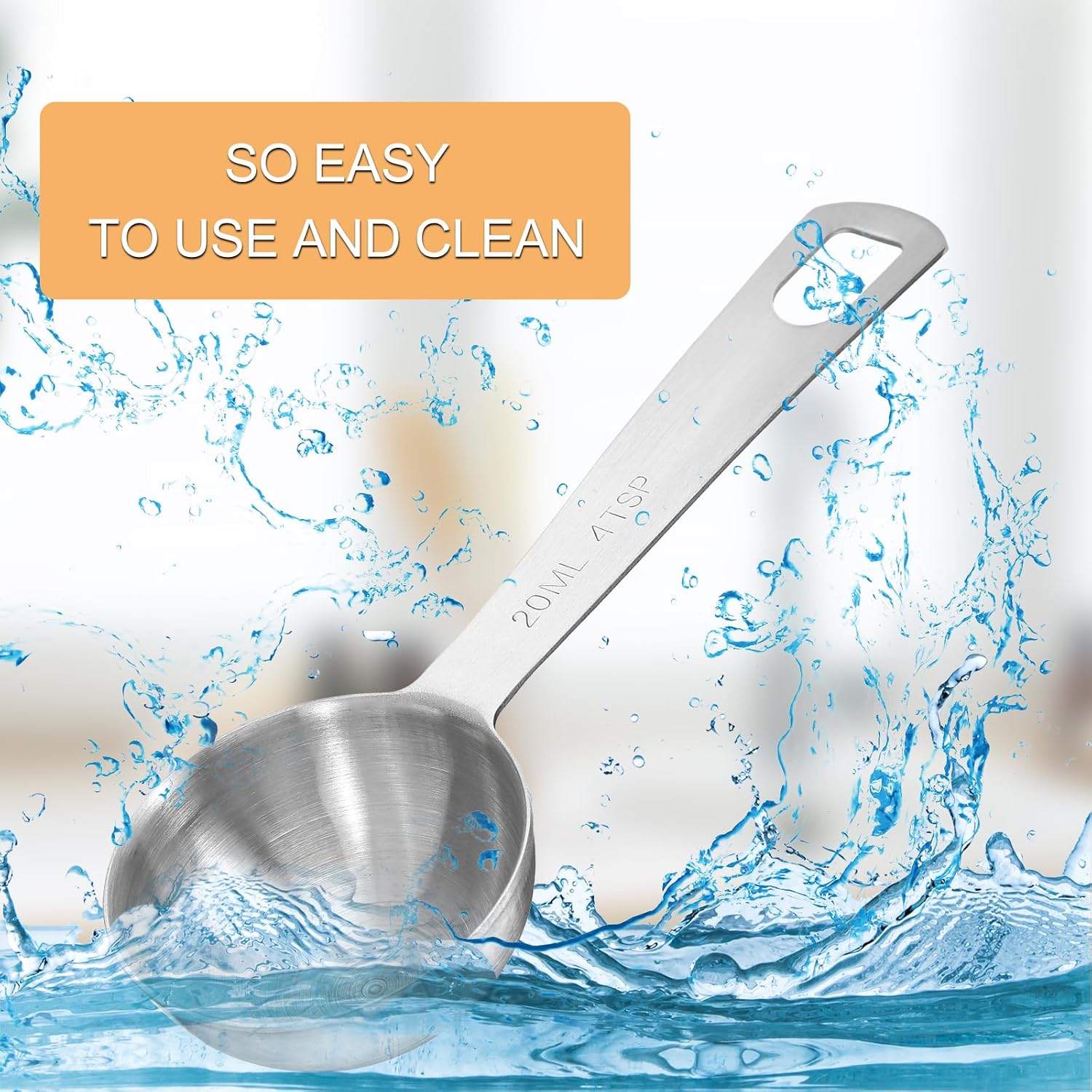 2 Pcs 4/3 Tbsp (4 tsp | 20 ml | 20 cc) Measuring Spoons Tablespoon Measuring Spoon Stainless Steel Measurings Spoon for Kitchen Cooking Spoons(Silver)