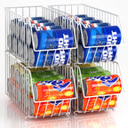 4 Tier Stackable Can Organizer For Pantry, Canned Goods Organizers And Storage For Kitchen, Soup Soda Can Dispenser For Pantry (L 15.35in X W 5.78in X H 25.59in) (white, 4-pack)